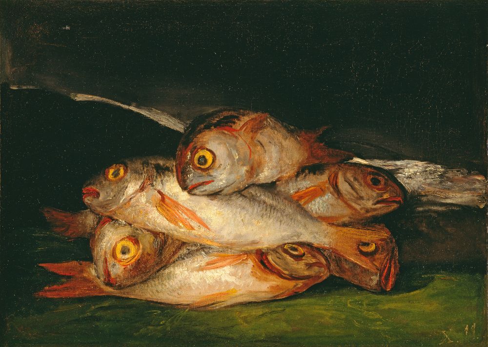 Stilleven met rode zeebrasem - Francisco de Goya, 1808–1812