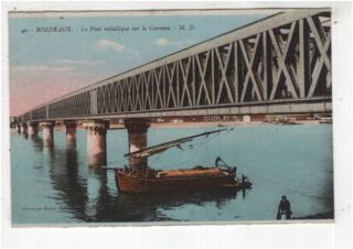 Passerelle Eiffel, de spoorbrug in Bordeaux, ca. 1910