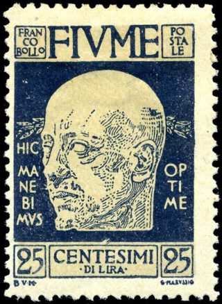 D'Annunzio op een postzegel uit Fiume, 1920