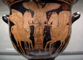 Eos op haar wagen - Griekse vaas uit circa 430-420 v.Chr. 
