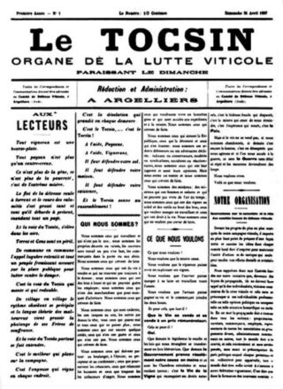 Het eerste nummer van het weekblad Le Tocsin.