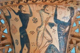 Odysseus en Polyfemos in het museum van Eleusis
