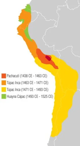 Uitbreiding van het Inca-rijk - kaart