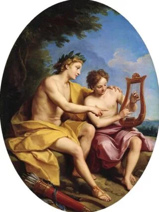 Apollo leert Hyacinthus de lier te spelen - Louis de Boullogne, 1688