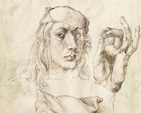 Getekend zelfportret van de jonge Dürer - Voorstudie, 1493