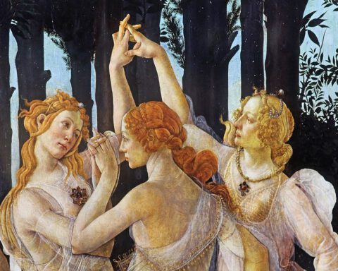 De Gratiën - Detail van een schilderij van Botticelli