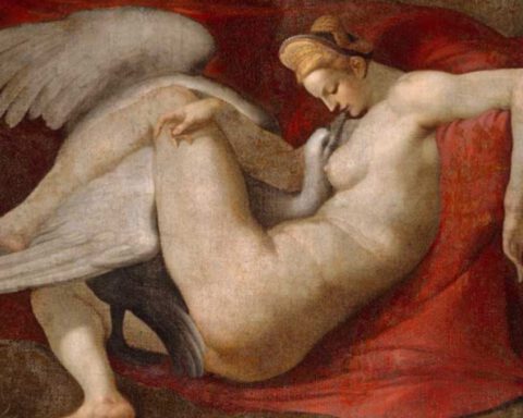 Leda en de zwaan - Kopie van een verloren schilderij van Michelangelo, na 1530
