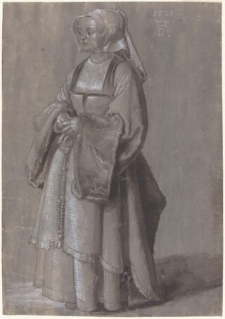 Een jonge vrouw in Nederlandse klederdracht, Albrecht Dürer, 1521, Widener Collection, National Gallery of Art, Washington