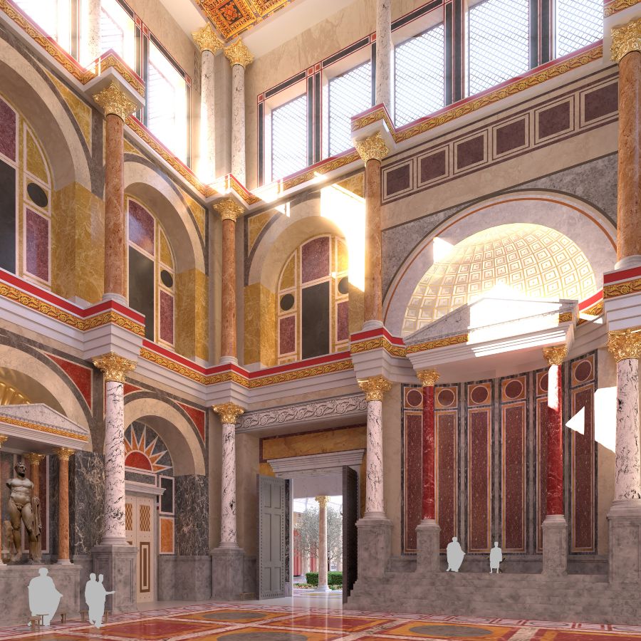 Reconstructie troonzaal in paleis Domitianus, Rome 