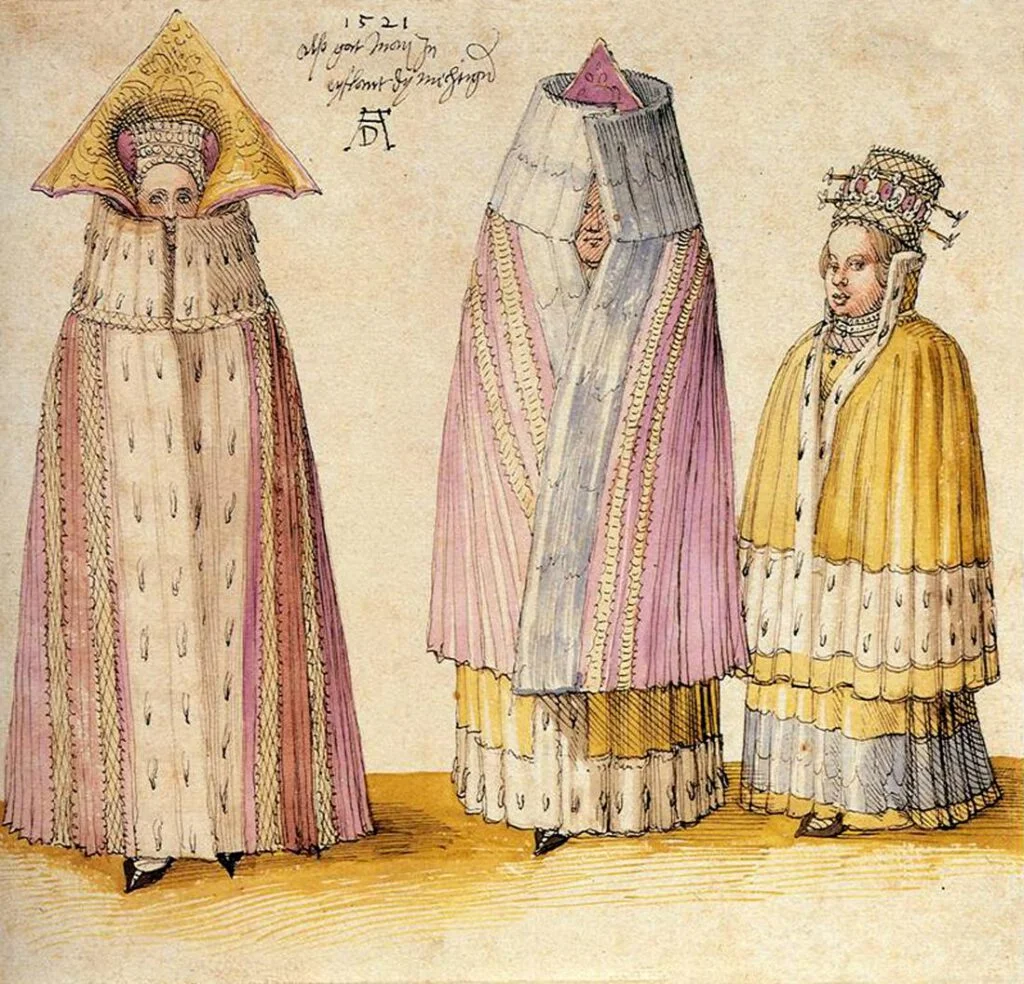 Drie Lijflandse vrouwen in winterkleding, Albrecht Dürer, 1521, Collectie Rothschild, Musée du Louvre, Parijs