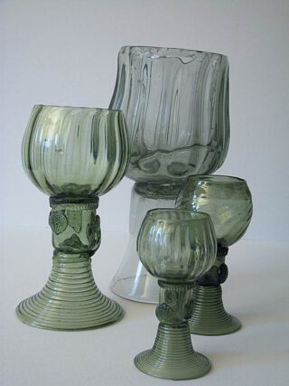 Waldglas zoals te zien in het Glasmuseum Lauscha