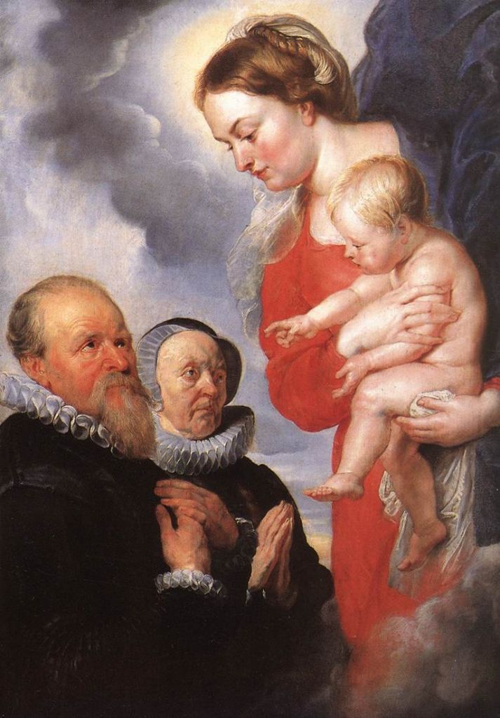 Peter Paul Rubens, Madonna met kind en de opdrachtgevers Alexander Goubeau en zijn vrouw Anne Antonis, 1608-1621, Musée des Beaux-Arts Tours.