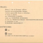 Het stembiljet van het proefreferendum in Bolsward en Delft (Gemeentearchief Súdwest-Fryslân)