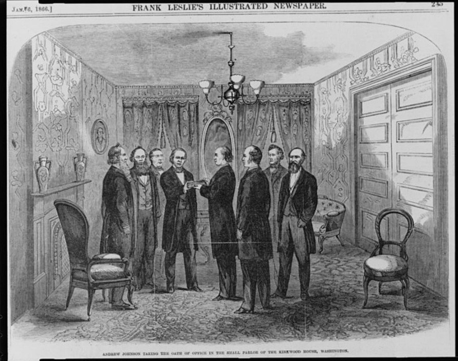Andrew Johnson legt de eed af, 15 april 1865