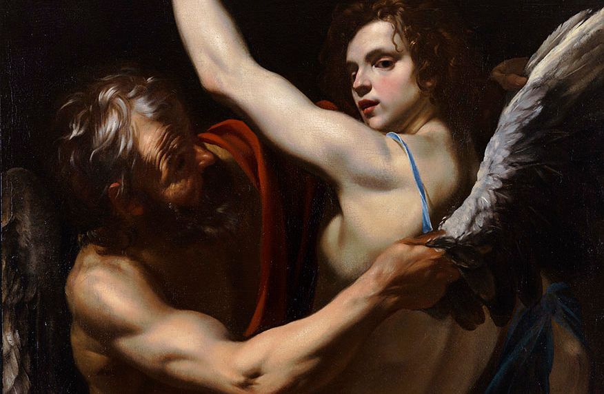 Daedalus en Icarus - Detail van een schilderij van Orazio Riminaldi