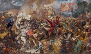 Negentiende-eeuwse verbeelding van de Eerste slag bij Tannenberg, 1410 - Jan Matejko