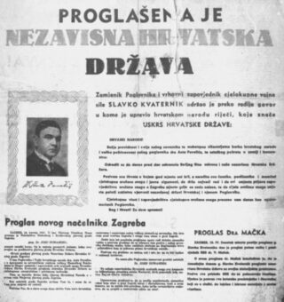 De officiële proclamatie van de Onafhankelijke Staat Kroatië door Slavko Kvaternik