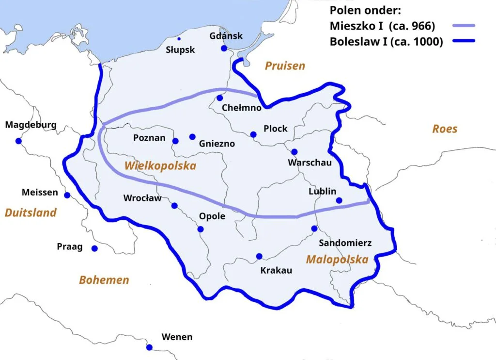 Polen ten tijde van Mieszko I en Boleslaw I (1025) 