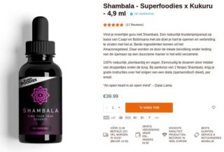 Het kruidenpreparaat Shambala toen dat nog verkocht mocht worden, in de webshop van 'Super Foodies'