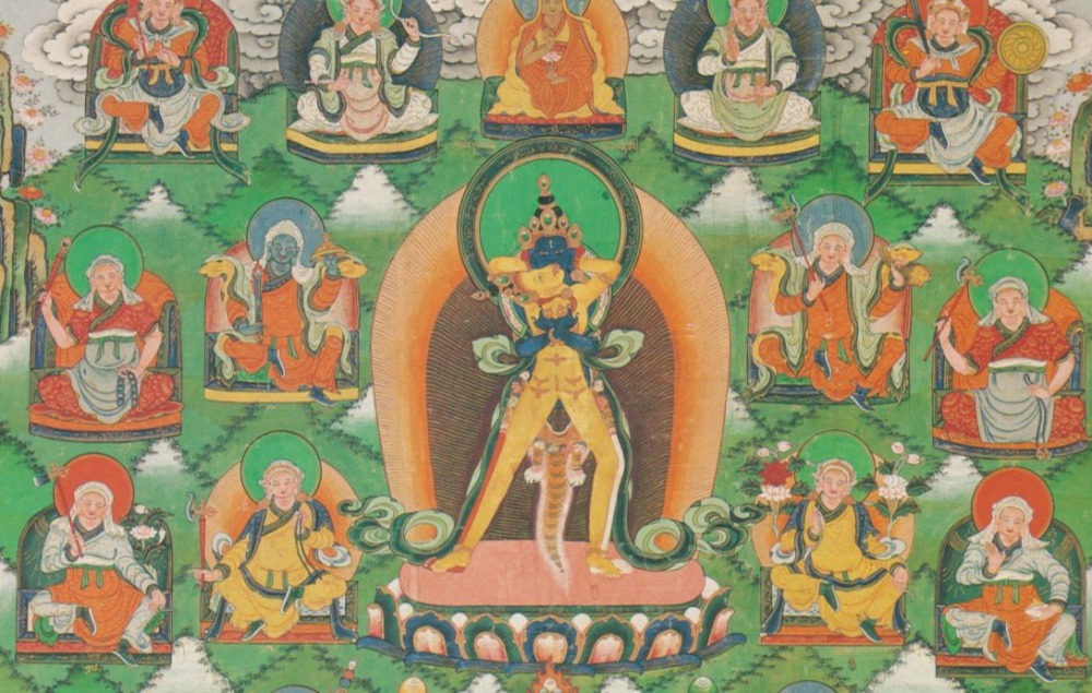 Afbeelding met daarop enkele Kalki-koningen van Shambhala