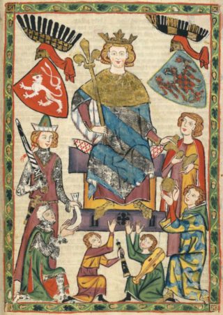 Wenceslaus II van Bohemen als minnezanger (Codex Manesse, 14e eeuw).