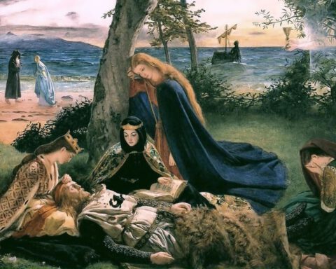'De dood van Arthur' (in Avalon), door James Archer (1860)