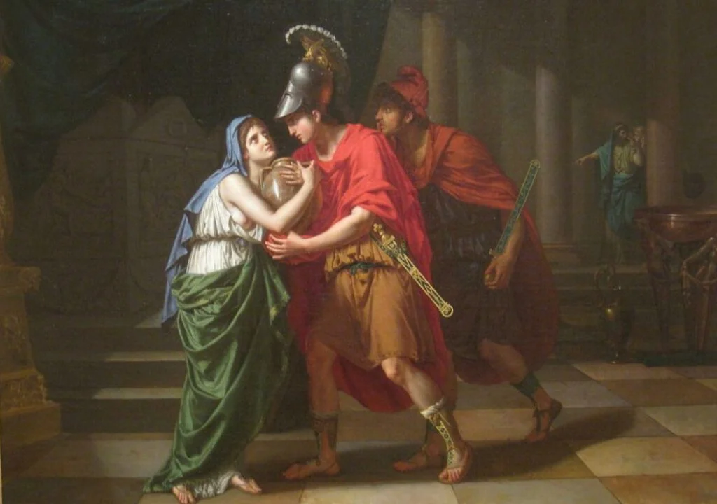 Electra ontvangt de as van haar zogenaamd overleden broer Orestes 