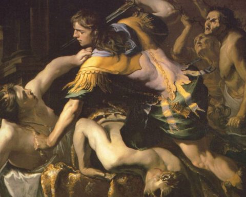 Orestes doodt zijn moeder Clytaemnestra