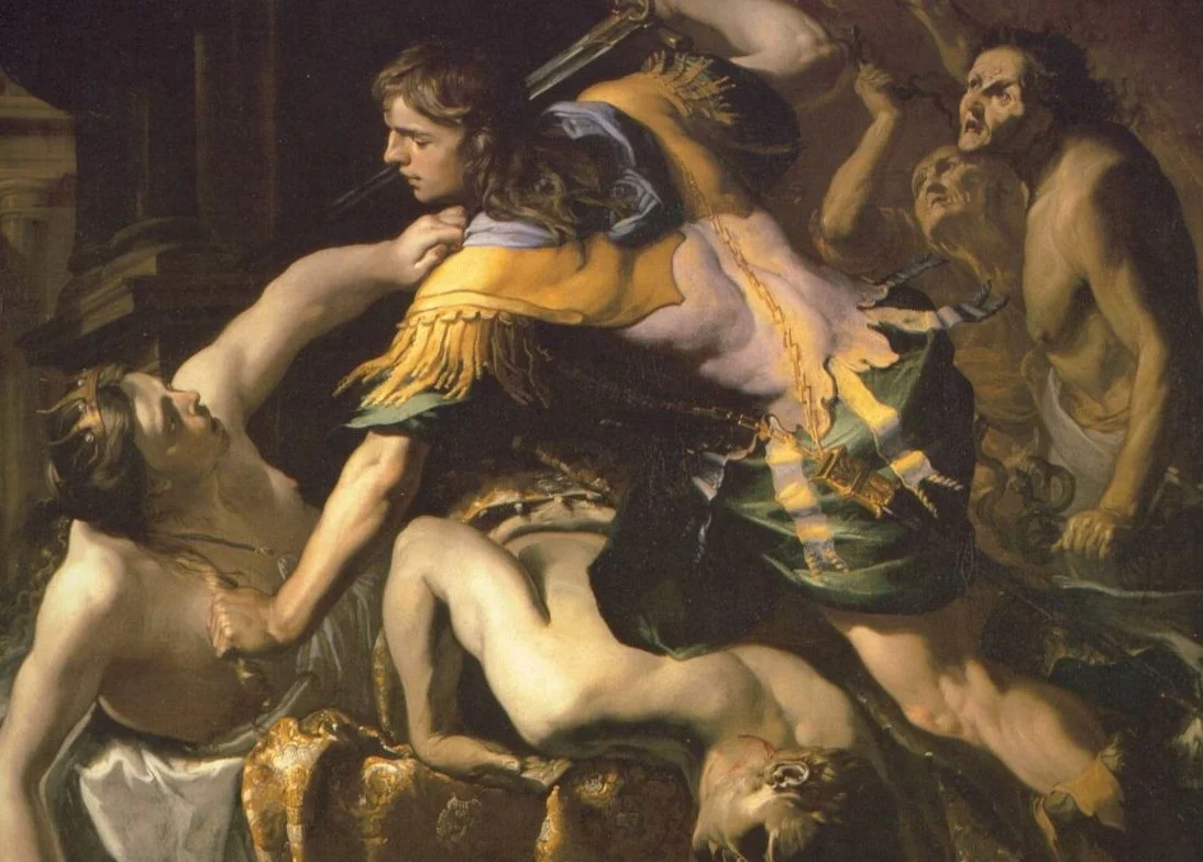 Orestes doodt zijn moeder Clytaemnestra