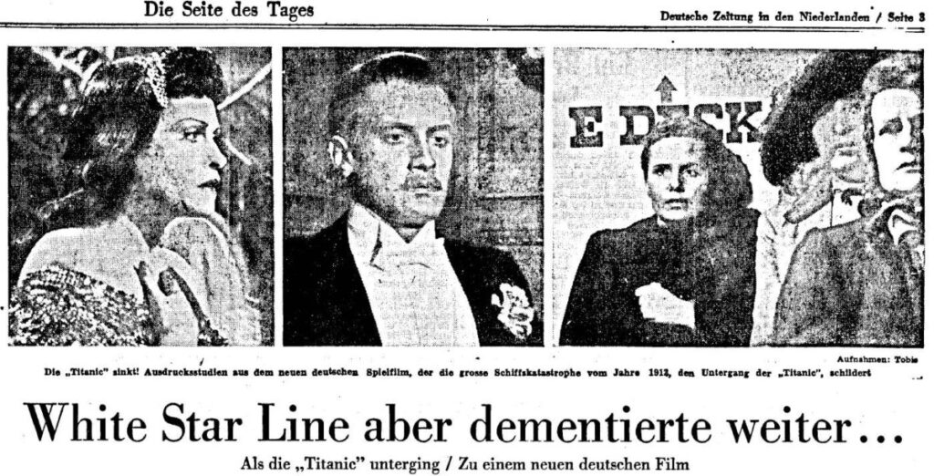 Artikel uit Deutsche Zeitung in den Niederlanden van 28 april 1944 over ‘Titanic’. Bron: Delpher