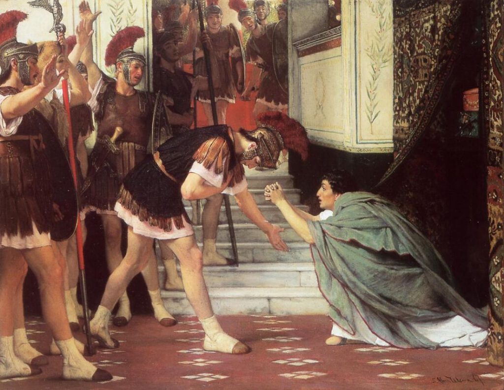 Claudius wordt tot keizer uitgeroepen - Schilderij uit 1867 van Lourens Alma Tadema