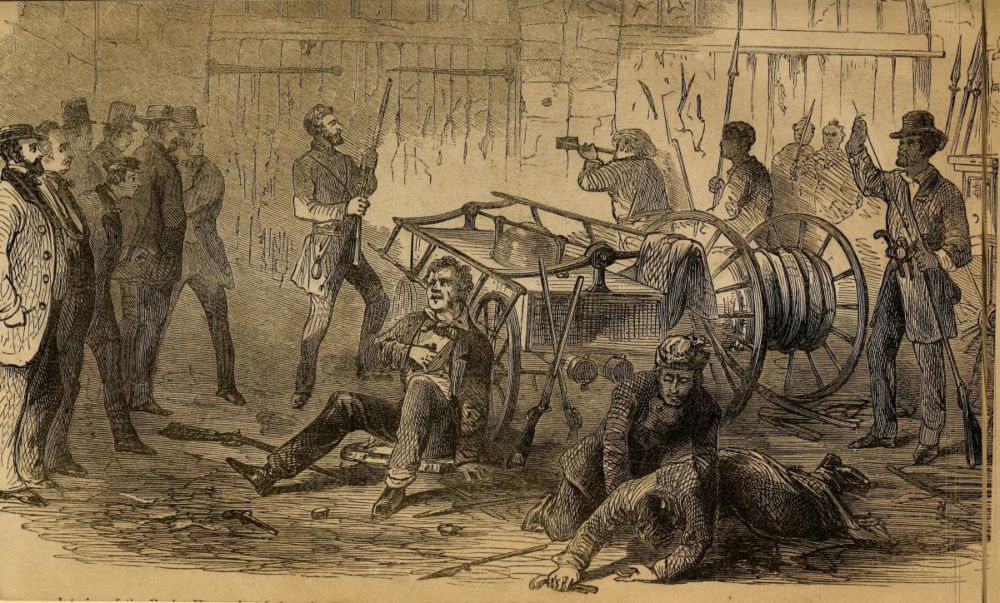 De gevechten in Harpers Ferry van 16 oktober 1859