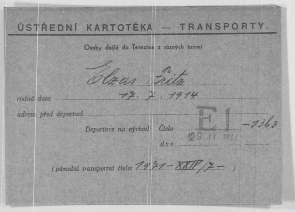 Transportkaart van Frits Elzas, 29 september 1944