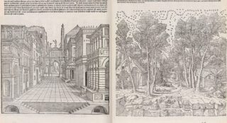 Werk van Mayken Verhulst in een architectuurboek van Sebastiano Serlio, ca. 1550