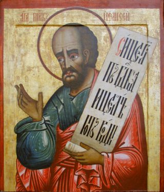 Verbeelding van de profeet Elisa op een Russisch icoon
