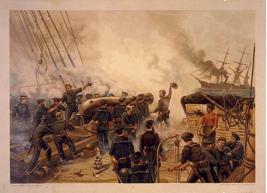 De USS Kearsarge en CSS Alabama tijdens de Slag bij Cherbourg, 1864