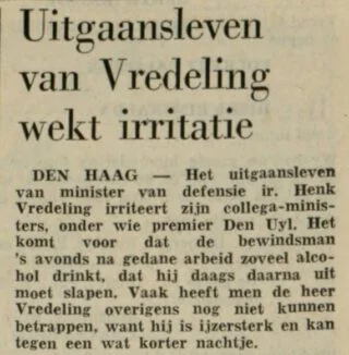 Bericht over Henk Vredeling in de  Leeuwarder courant van 4 juni 1975