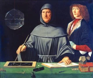 Portret van Luca Pacioli, toegeschreven aan Jacopo de' Barbari, 1495