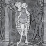 Initiaal met een demon en zijn slachtoffer in een getijdenboek uit Atrecht