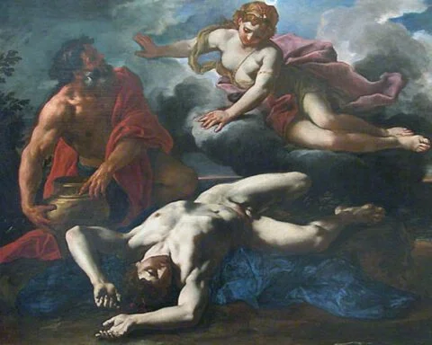 Diana (Artemis) bij het levenloze lichaam van Orion, kort voordat hij als sterrenbeeld aan de hemel wordt gezet