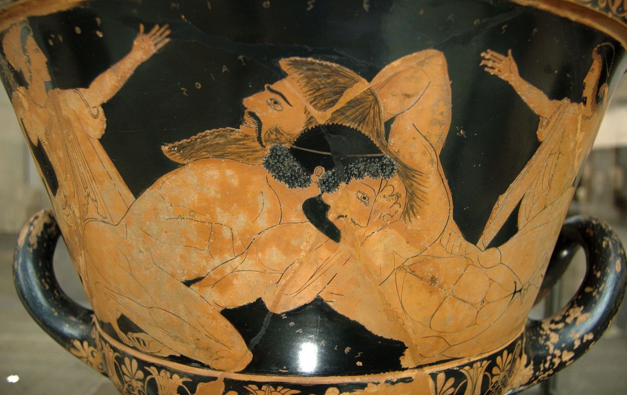 Antaeus en Heracles in gevecht