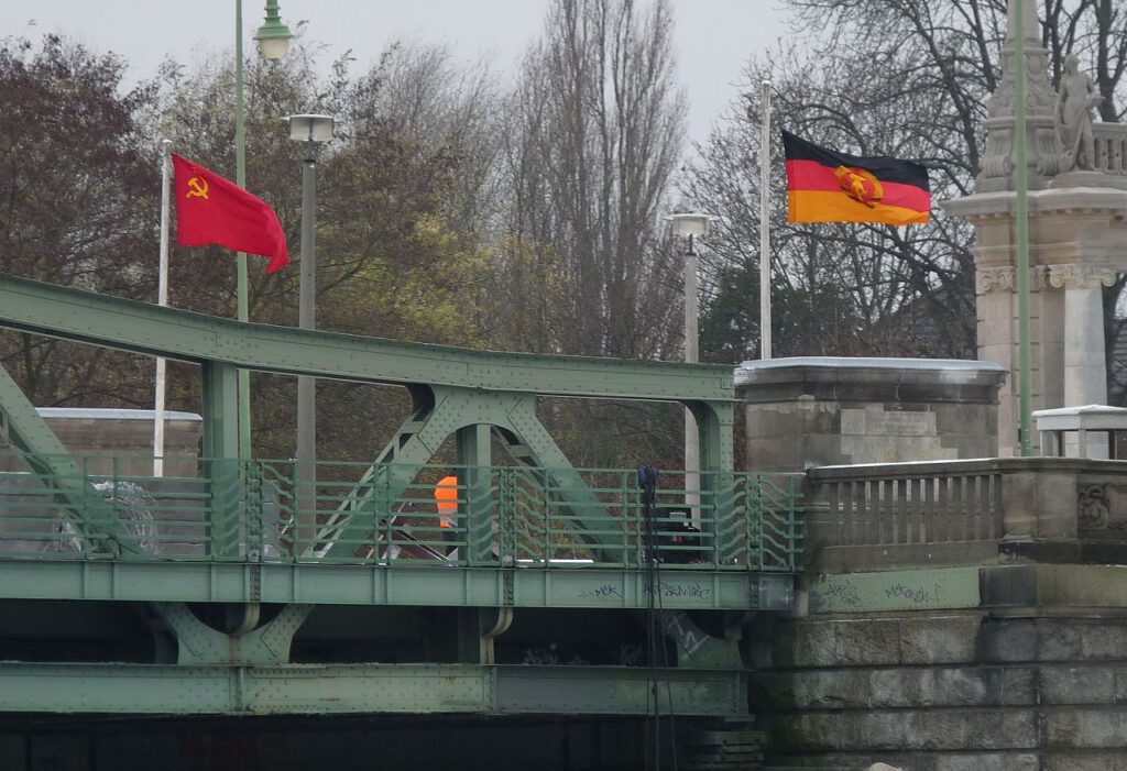 Glienicker Brücke tijdens de opnames van de film 'Bridge of Spies', 2014