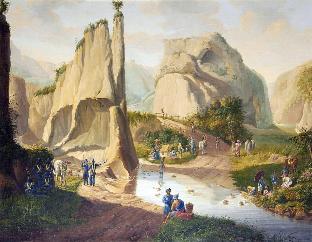 Landschap met KNIL soldaten, ca. 1860