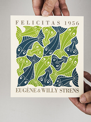 M.C. Escher, Nieuwjaarswens 1956 voor Eugène en Willy Strens