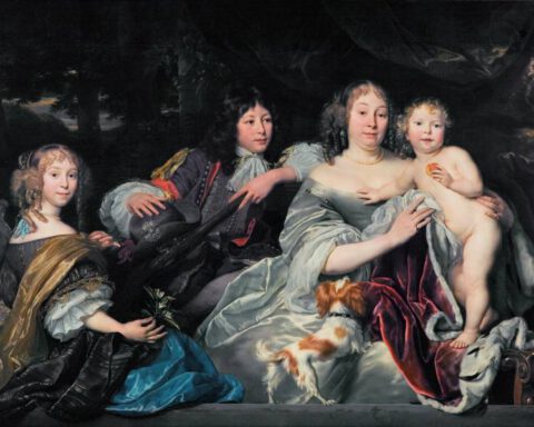 Albertine Agnes van Oranje-Nassau en haar drie kinderen geschilderd door: Abraham van den Tempel. (Publiek domein/wiki)