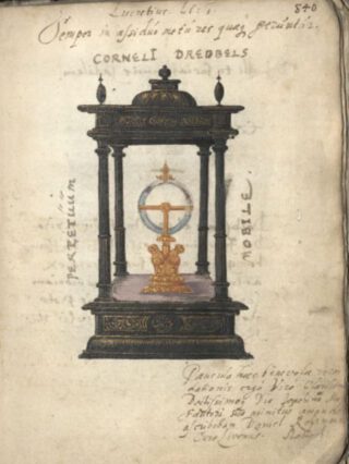 Afbeelding van Drebbel's perpetuum mobile in het 'Album Morsianum IV' - Jacob von Melle, ca. 1616 