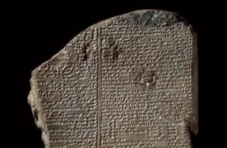 Kleitablet met de zondvloed uit het Gilgamesj-epos in het Akkadisch