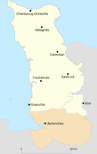 Het schiereiland Le Cotentin. In de plaats Valognes is bij 89 mannen speeksel afgenomen op zoek naar Viking-DNA 