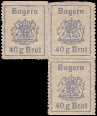Rantsoenzegels die tijdens de Eerste Wereldoorlog in Beieren in omloop waren