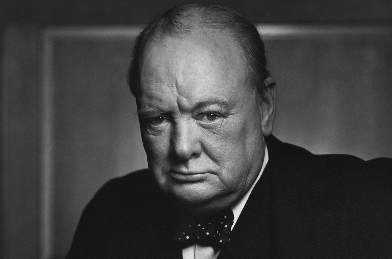 Detail van de foto die Karsh van Winston Churchill maakte